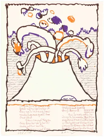 Litografia Alechinsky - Volcan dépeint