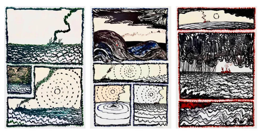 Litografia Alechinsky - Volturno I, II, III