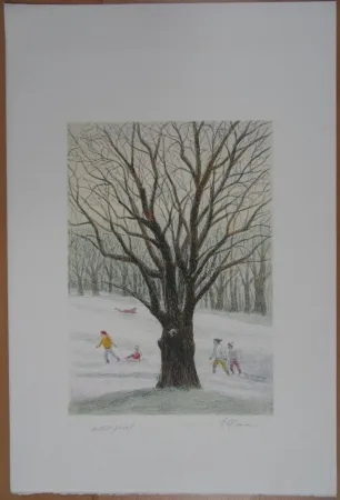 Litografia Altman - Winter in the Park