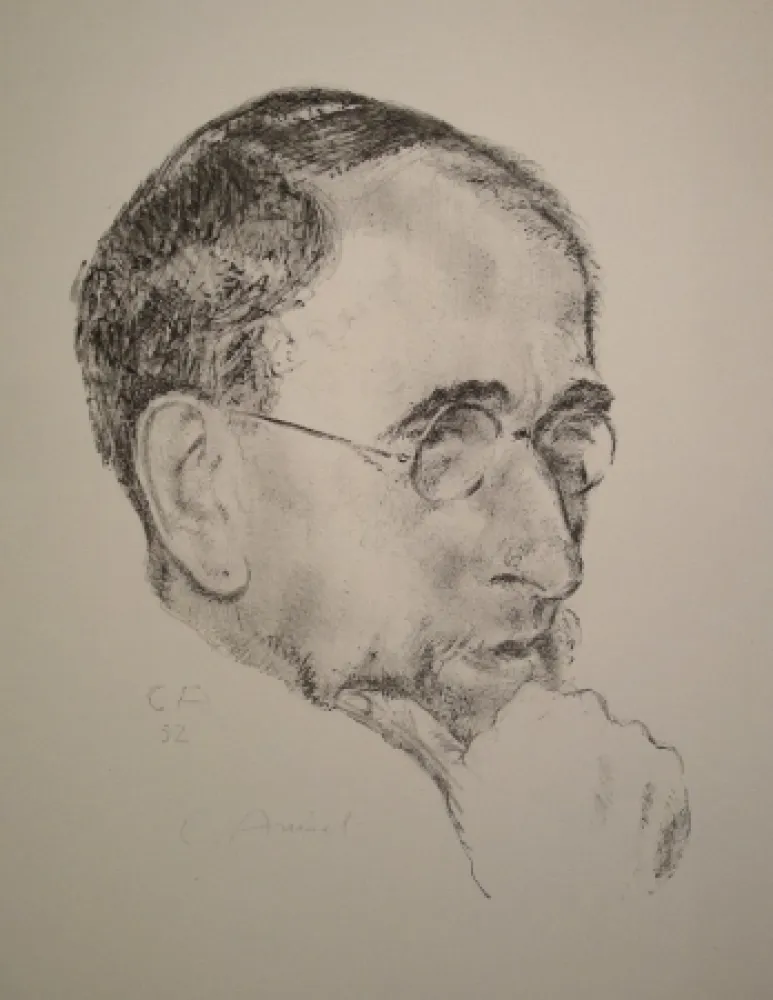 Litografia Amiet - Bildnis Ernst Kreidolf in Dreiviertelansicht