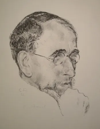 Litografia Amiet - Bildnis Ernst Kreidolf in Dreiviertelansicht