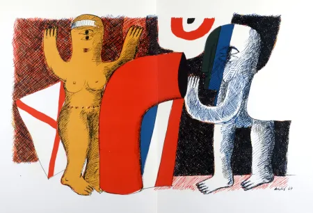 Litografia Antes - Figures, 1964