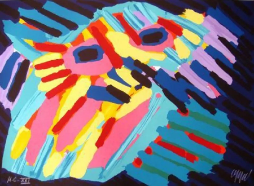 Litografia Appel - Big head coming