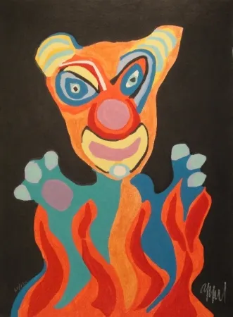 Incisione Su Legno Appel - Blatt der Folge Circus / Cirque, Soleil du Monde