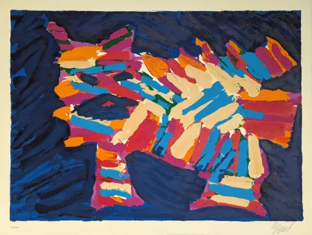 Litografia Appel - Blue Cat 