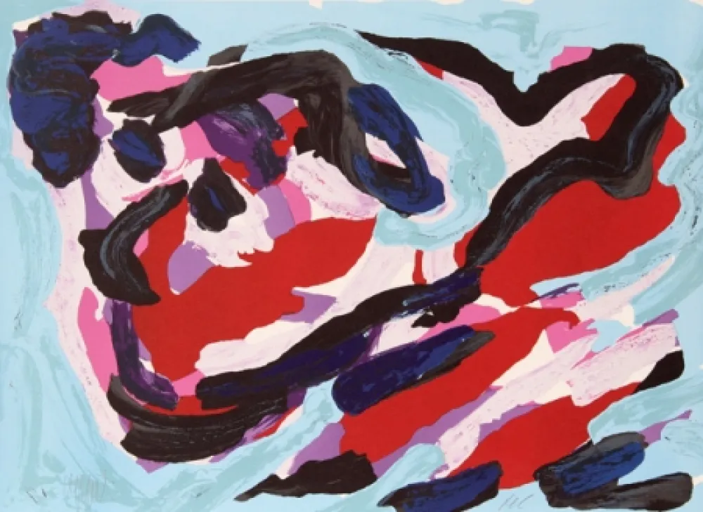 Litografia Appel - Floating in Blue