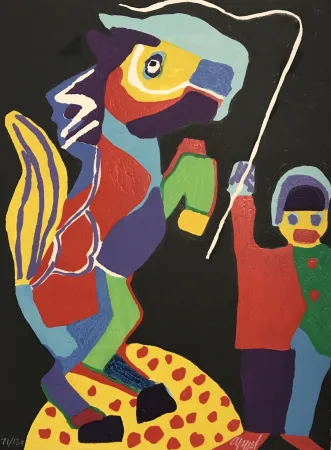 Incisione Su Legno Appel - Horse and Ring Master