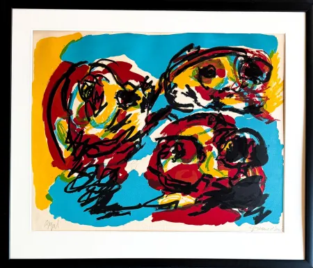 Litografia Appel - Karel Appel (1921 - 2006) - Three Heads - Color lithograph on paper - 1966