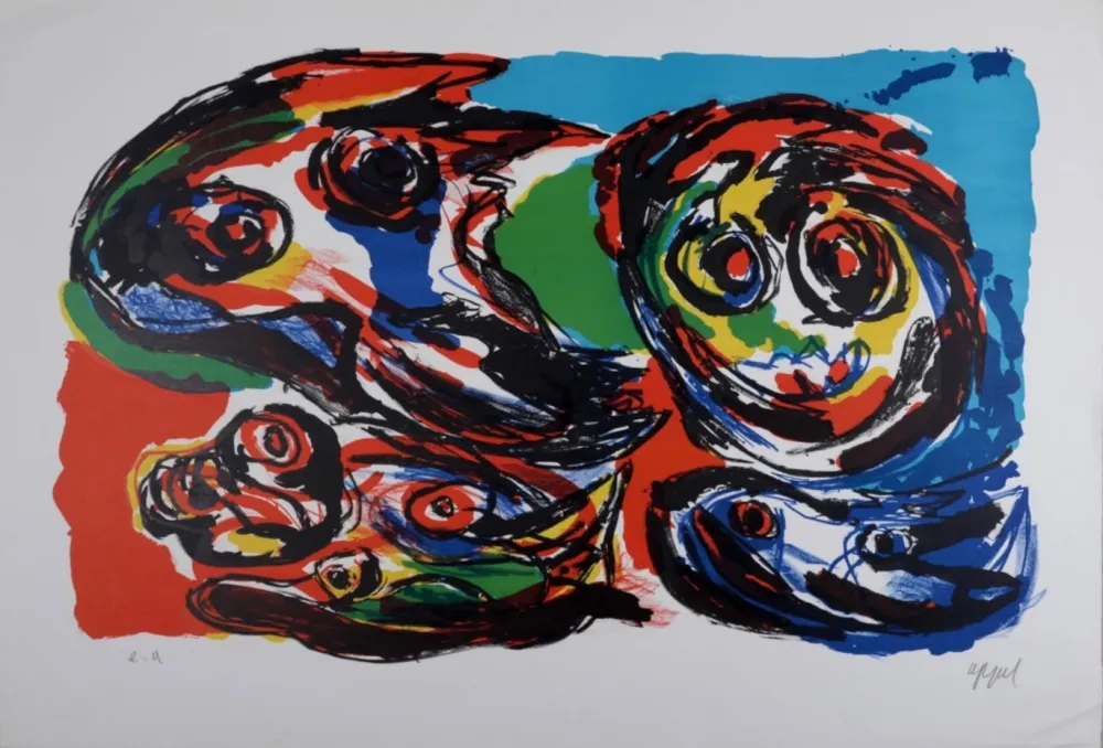 Litografia Appel - Quatre Têtes