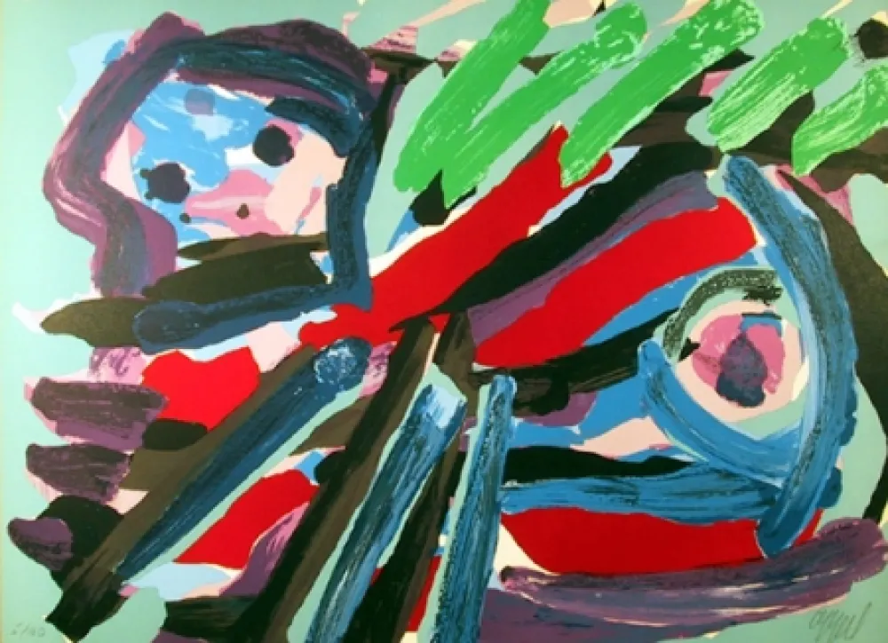 Litografia Appel - Walking with my Bird