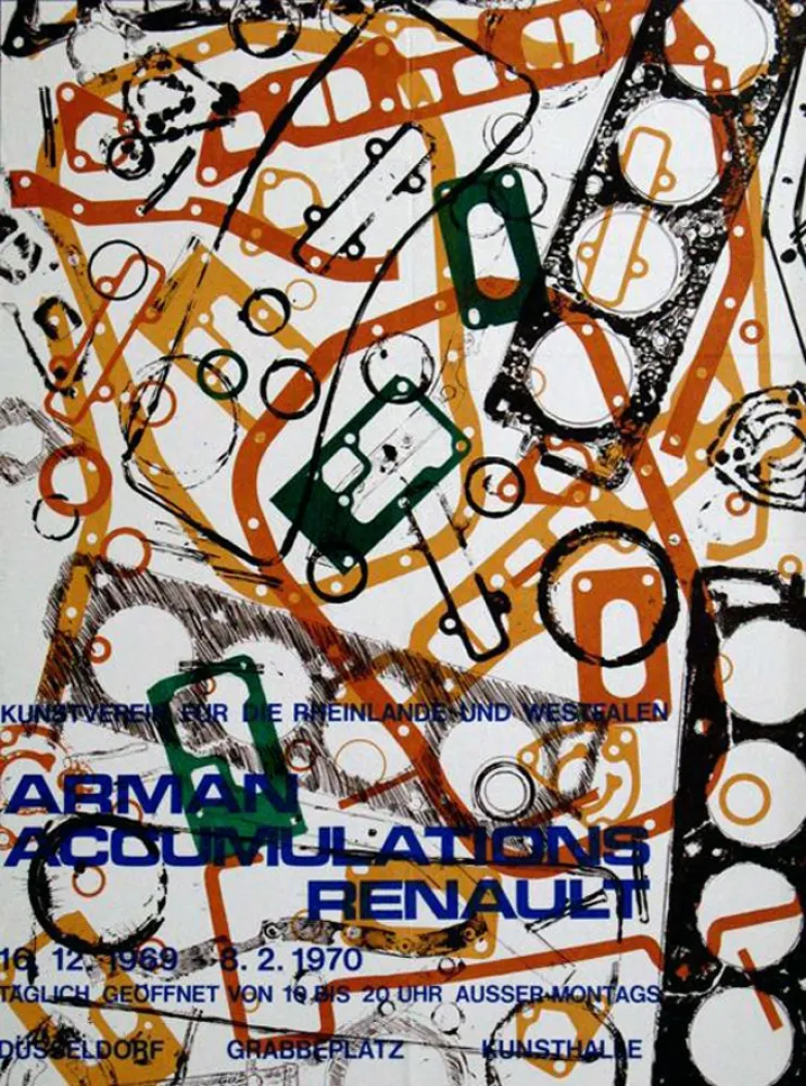 Litografia Arman - '' Accumulations Renault ''  -  Dusseldorf
