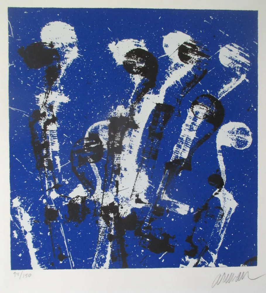 Serigrafia Arman - Manches de violons bleus