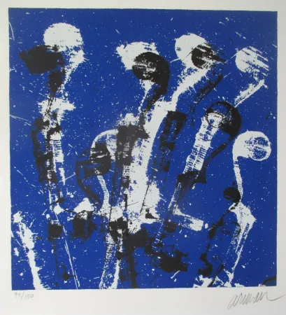 Serigrafia Arman - Manches de violons bleus