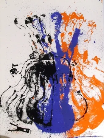 Serigrafia Arman - Squeezed Blue Fiddle