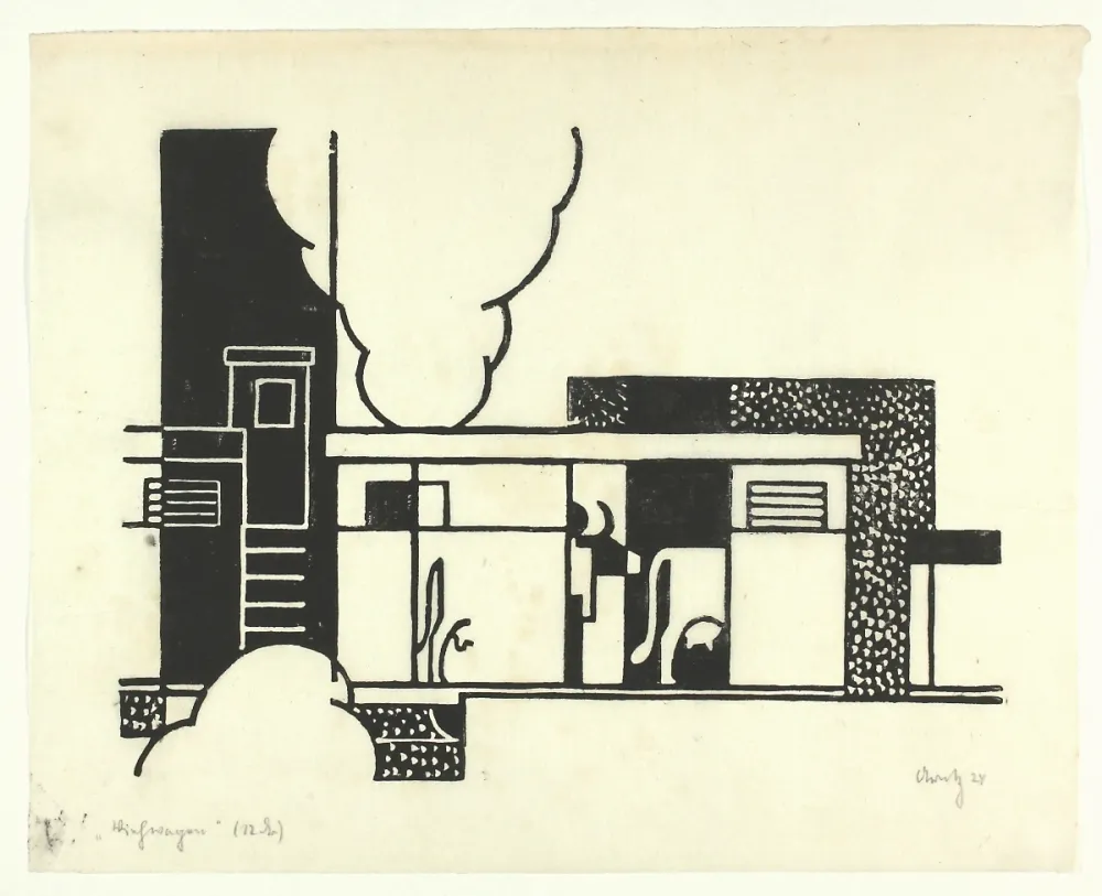 Incisione Su Legno Arntz - Viehwagen (Cattle wagon)