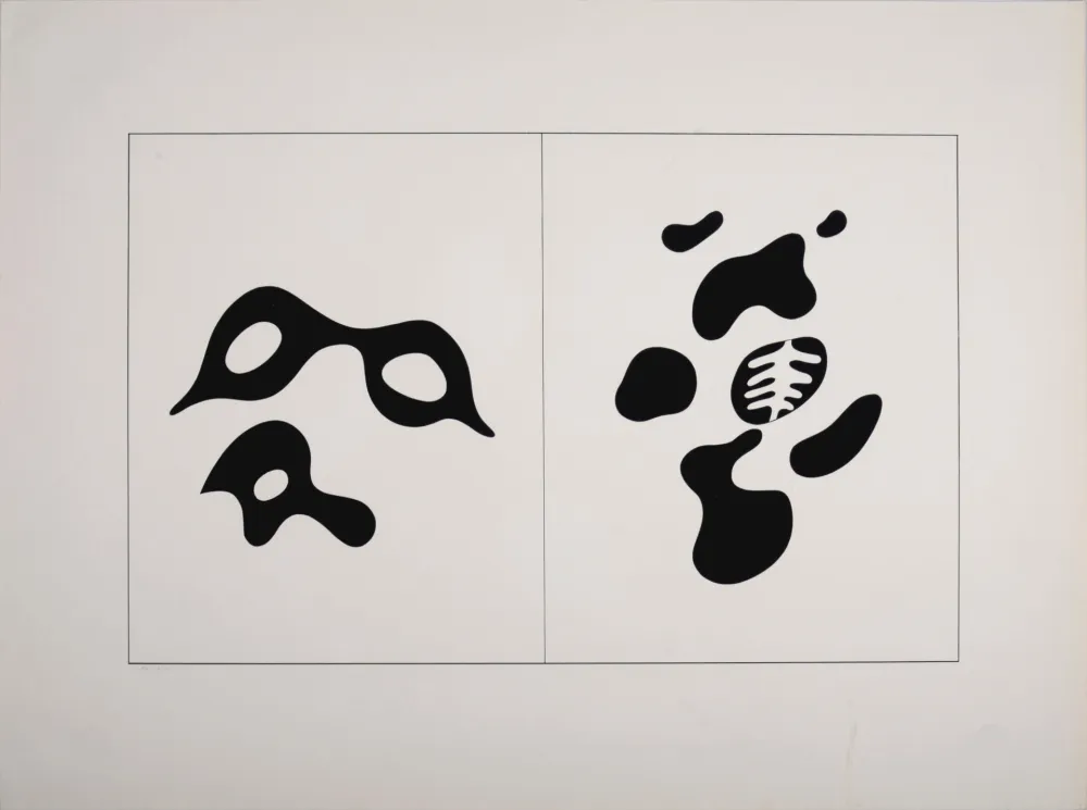 Serigrafia Arp - Lunettes et lorgnon - le squelette et son entourage, 1928-1959