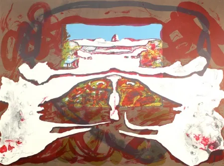 Litografia Arranz-Bravo - Casa con cielo azul