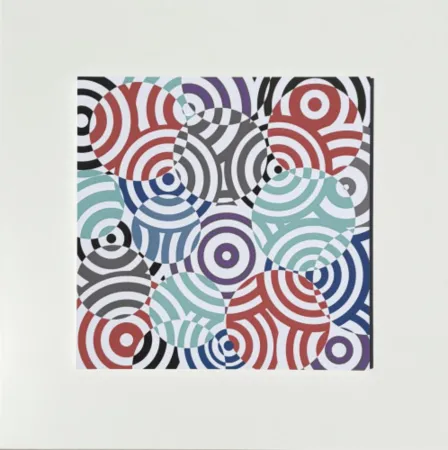 Multiplo Asis - Interferences cercles de couleurs Gris Rouge