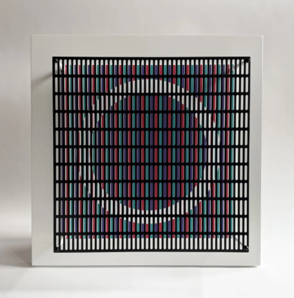 Multiplo Asis - Vibration cercles mauve, rouge et turquoise