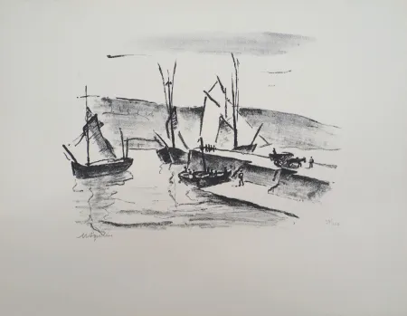 Litografia Asselin - Paysage du Finistère : la jetée à Concarneau