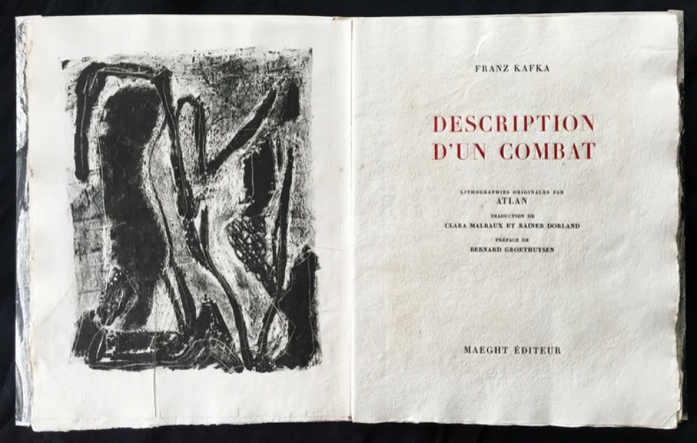 Libro Illustrato Atlan - F. Kafka. DESCRIPTION D'UN COMBAT. Lithographies originales d'Atlan (1946)