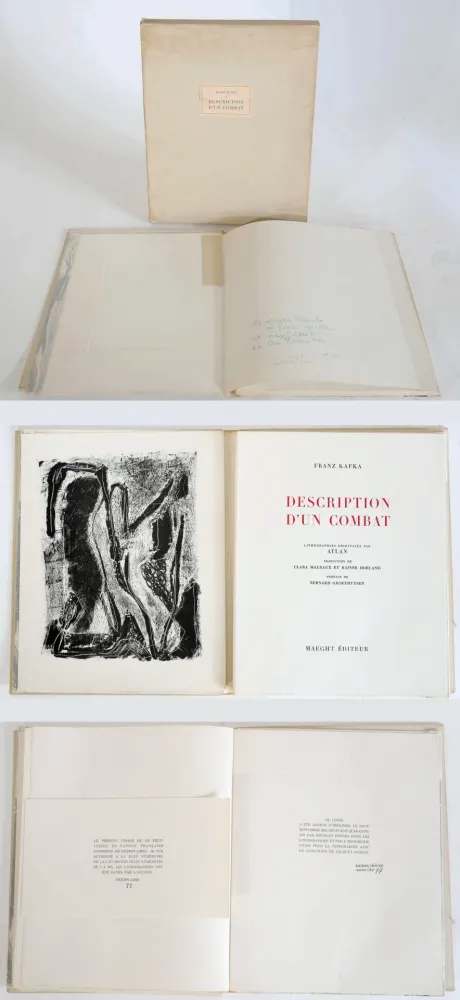Libro Illustrato Atlan - Kafka. DESCRIPTION D'UN COMBAT. 16 ithographies originales d'Atlan (1946)