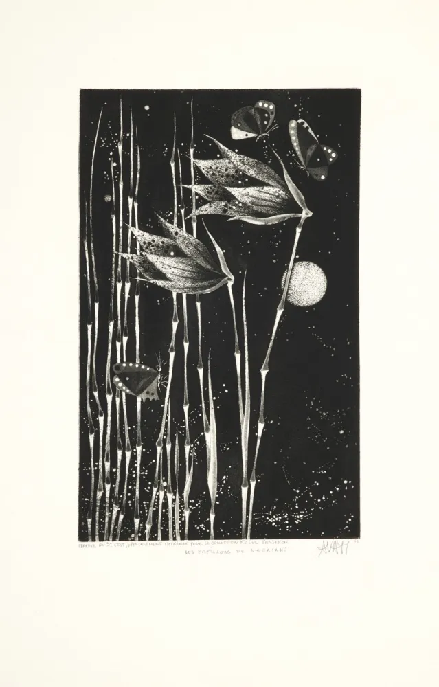 Acquatinta Avati - Les papillons de Nagasaki