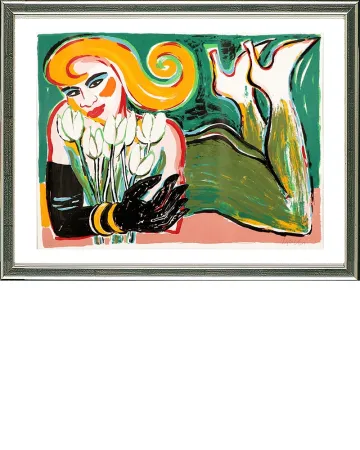 Serigrafia Bach - Liegende mit Tulpen, 2006