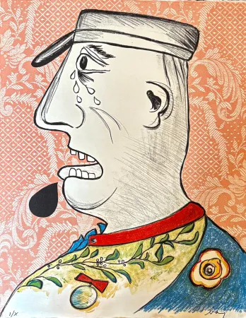 Litografia Baj - Enrico Baj (1924–2003) – Le grande Charles – Color lithograph on paper – 1965