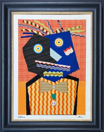 Multiplo Baj - Enrico Baj (1924–2003) – MISTER DUPONT DE NEMOURS – Fabrics and collage on board – 1969