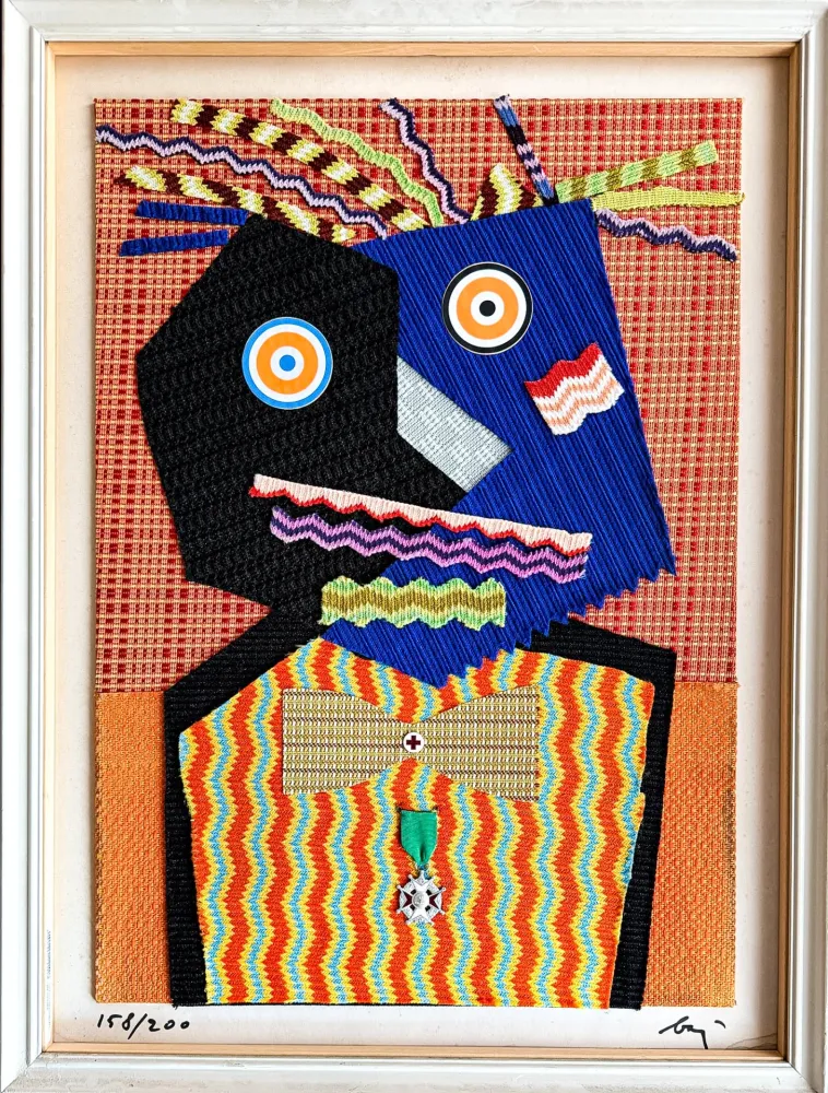 Multiplo Baj - Enrico Baj (1924-2003) – Mr. Dupont De Nemours – Fabrics and collage on board – 1969