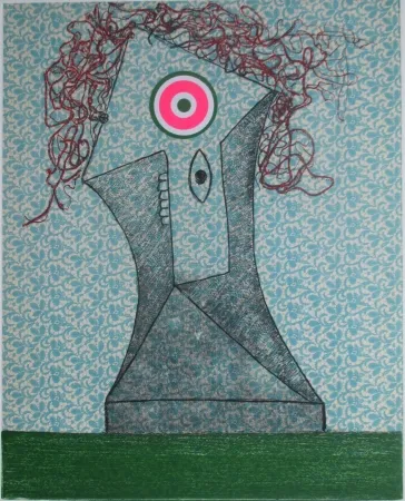 Incisione Baj - Femme dans un fauteuil