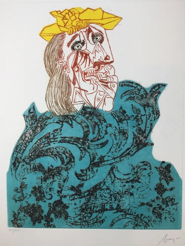 Acquaforte Baj - Femme en pleurs