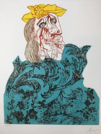 Acquaforte Baj - Femme en pleurs