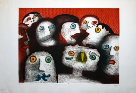 Acquatinta Baj - Folla