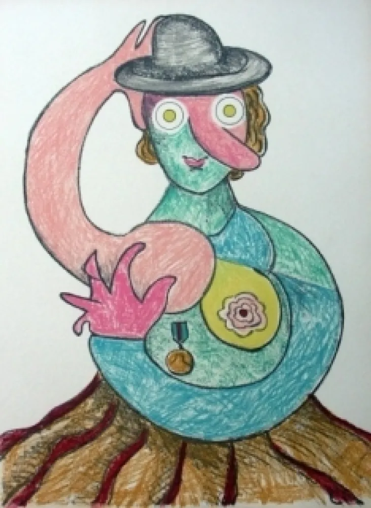 Litografia Baj - La femme au chapeau