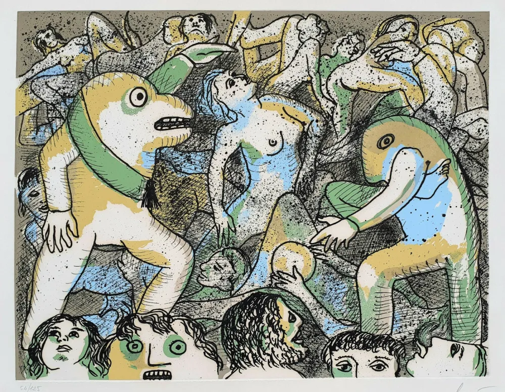 Acquatinta Baj - L'orgie des généraux