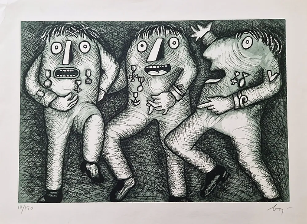 Acquaforte Baj - Nixon parade III