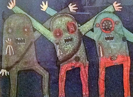 Litografia Baj - Riunione della CIA nel bosco