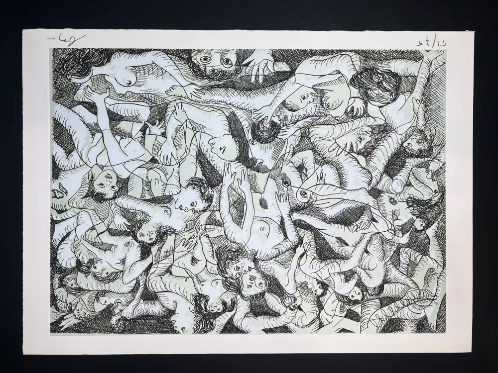 Incisione Baj - SADE IN ITALY - complete folder with 8 erotic etchings
