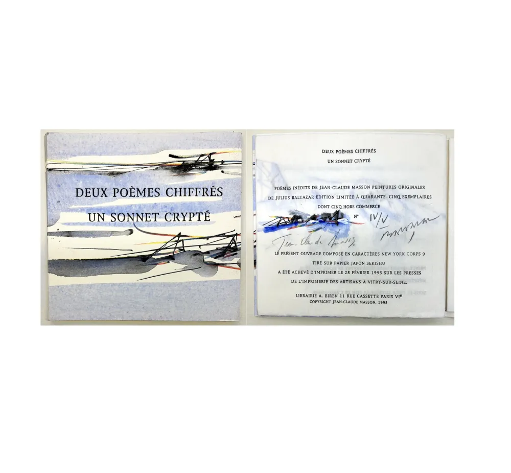Libro Illustrato Baltazar - DEUX POÈMES CHIFFRÉS UN SONNET CRYPTÉ. Peintures originales (1995)