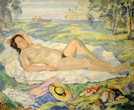 Non Tecnico Bandi - (Liegender Akt in südlicher Landschaft)