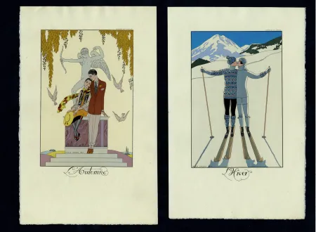 Libro Illustrato Barbier - FALBALAS ET FANFRELUCHES. Almanach des modes présentes, passées et futures pour 1922, 1923, 1924, 1925 et 1926. Collection complète