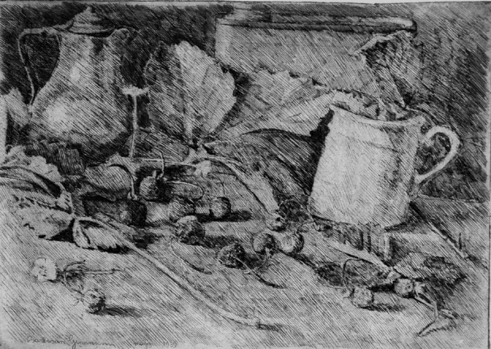 Acquaforte Barbisan - Natura morta con fragole