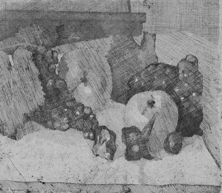 Acquaforte Barbisan - Natura morta con uva e fichi