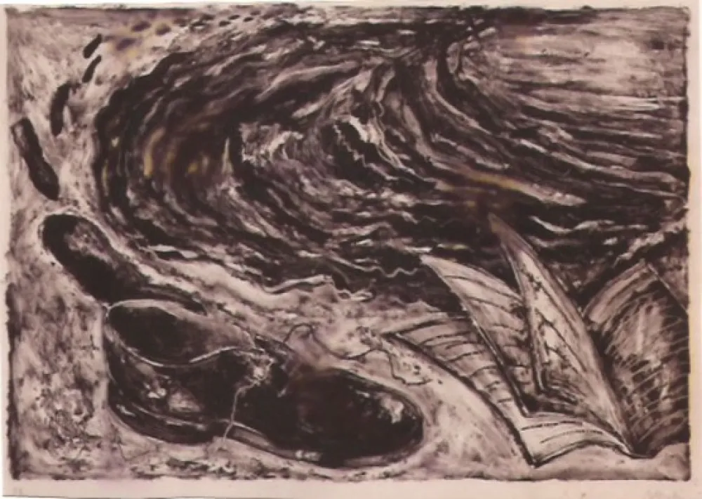 Litografia Barcelo - S/T (zapato y libro)