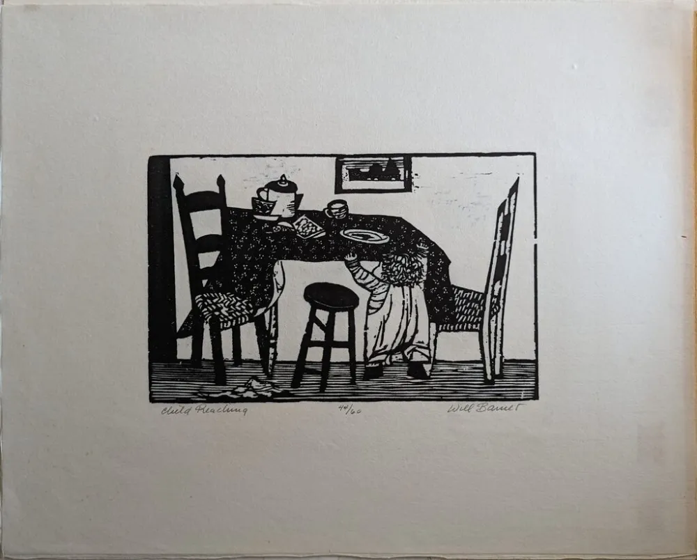 Incisione Su Legno Barnet - Child Reaching