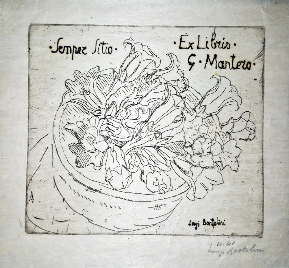 Acquaforte Bartolini - Ex libris G.Mantero-Genziane
