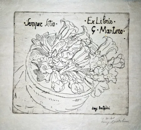 Acquaforte Bartolini - Ex libris G.Mantero-Genziane