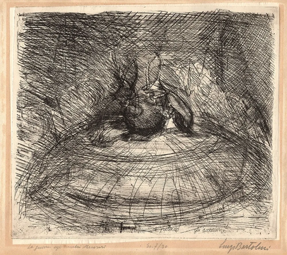 Acquaforte Bartolini - LA GUERRA (SCARABEI STERCORARI)